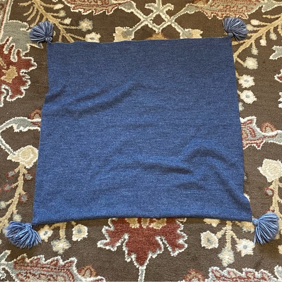 Restoration Hardware Suri Alpaca Pom-Pom Pillow Cover Square Blue - Picture 2 of 5